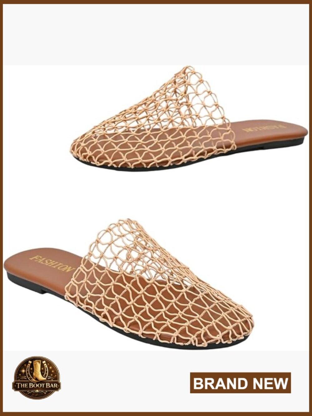 Fishnet Mesh Summer Slip On Slides Flat Sandals Hollow Out